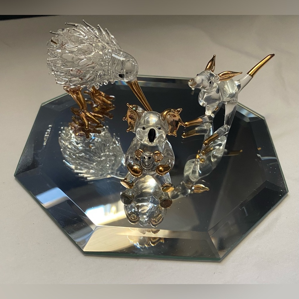 Australian themed glass animals- koala bear / kangaroo / kiwi- all 3 for 1 price